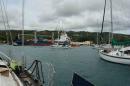 Port Mathurin Harbour - waiting for the supply ship to vacate the dock so that we can reclaim our spot