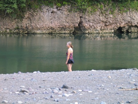 Jeannie set for a dip on the Rio Grande.