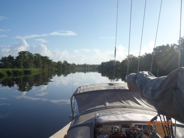 Anchored in Jericho Creek, off Waccamaw River.