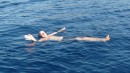 Pop sees how much better he can float in the salty waters of the med