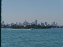 View of downtown Miami from our boat at the anchorage.