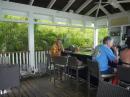 Enjoying a drink at Highborne Cay Restaurant