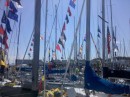Lots of boats with their award flags from previous years.