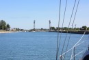 Approaching Bridge 21 in Port Colborne.  The number designates the 21 miles it will take to complete the length of the canal.
