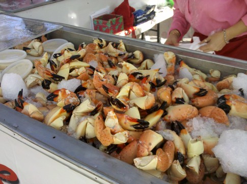 Fresh stone crab claws at the West Palm Beach Farmer