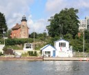 Immediately across the Genesee River from Far Niente is an old lighthouse and the Coast Guard Auxillary.