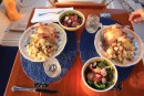 Dinner at anchor.  Oven roasted Rock Cornish game hens with dressing and salads.  Location, Jewfish Hole just west of Fiesta Key.