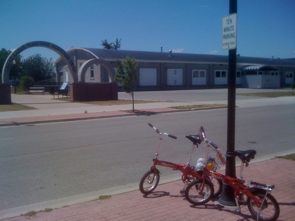 Our clown bikes parked across from the Great Lakes Maritime Heritage Center