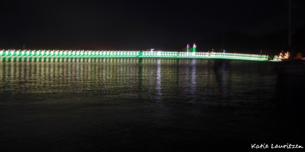 Even the Causeway Bridge is lit up with Heineken colors