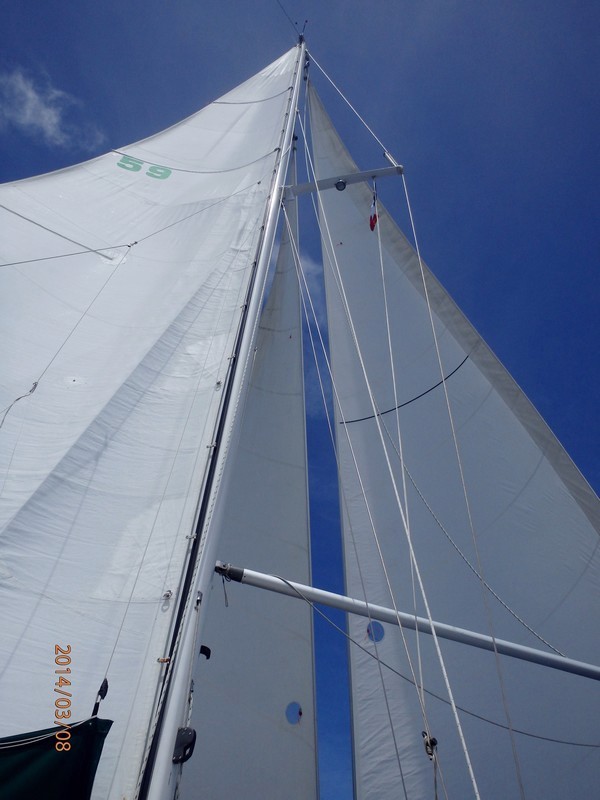 Wing and wing on s/v Mezzaluna