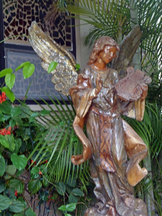 An angel in the prayer garden at San Pedro Catholic Church