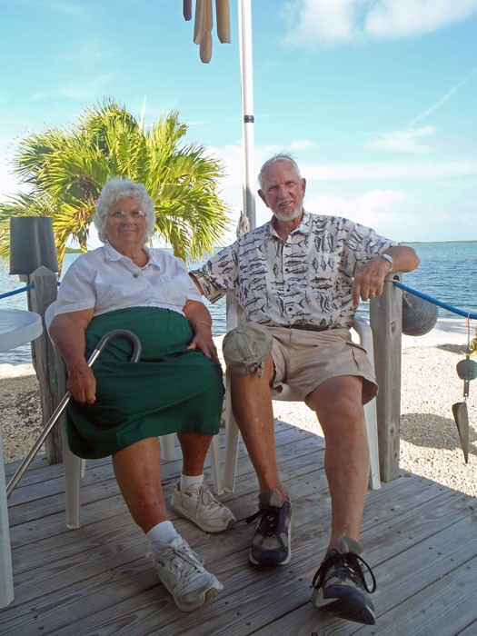 Our good friends Al and Lois on their porch at Windy Point on Geiger Key.