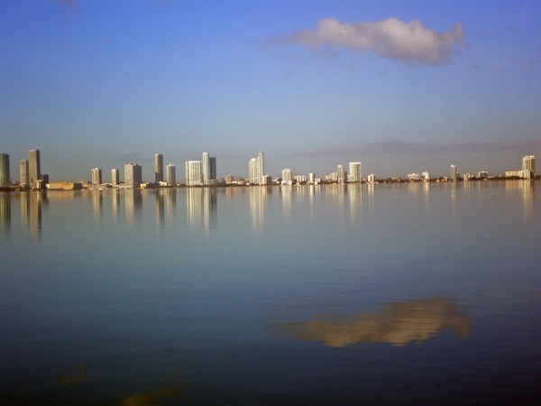 Miami skyline on Christmas morning 