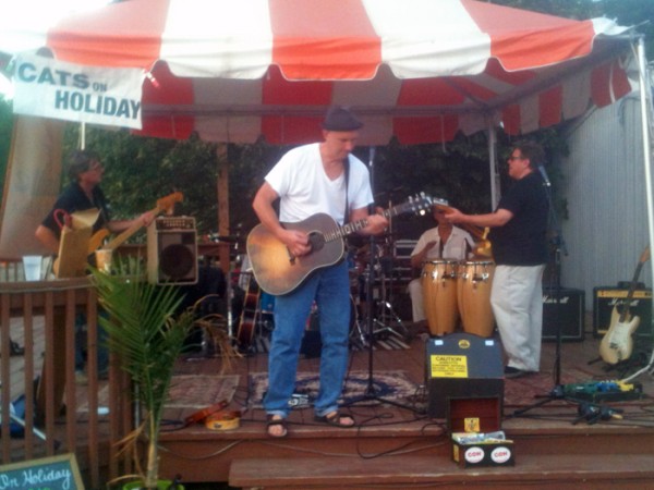 Cats on Holiday at Sunset Grille. I was invited on stage to play shakers and sing "wooooo, wooooo