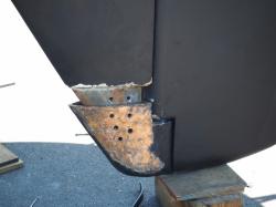 Removing the Rudder: 5 each, 3/4" copper rivets out & rudder down with a resounding boom!