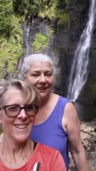 Janet and Susan tearing up Tahiti on a full island car tour.