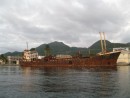 Shipwreck on shore after a hurricane on Dominica