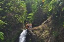 Brix preparing to jump down the waterfall in Grenada.