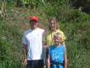 Kids and Dad on a hike in Dominica