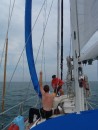 Setting up the spinnaker for the first time!
