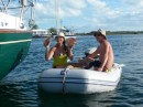 Chantal and Brennan with their catch of conch