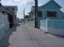Typical street in the settlement of New Plymouth in Green Turtle Cay