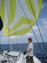 Mike flying the spinnaker en-route to Cartagena