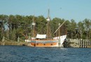 Elizabeth II, anchored at Roanoke Island Festival Park, as seen from the Manteo waterfront.