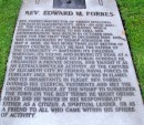 A memorial near the docks to the Rev. E.M. Forbes, then pastor of Christ