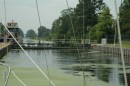 When the lock is full, the gates on the side opposite the one we entered open and we head into the Dismal Swamp Canal.