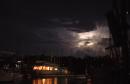 Lightning over the sound, seen from the boatyard. 