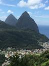 The Pitons behind the town of Soufriere. 