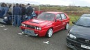 Gorgeous Lancia Intergrale, it went as good as it looked. He was bouncing of the rev limiter all the way!
