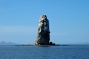 The solitary rock which guards the entrance to Agua Verde.