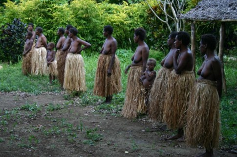 women prepare for Kastom dance Malakula