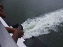 Look at the wave at the back of the Ferry.  It moves at 34 knots an hour