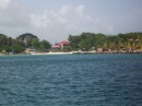 View of the Holiday resort from the boat moored in the ocean