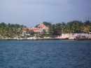 View of the Holiday resort from the boat moored in the ocean