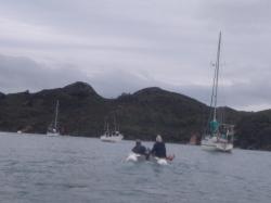 Friends exploring with us on their dinghy