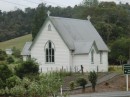 Church next to the road between Kawakawa and Opua.  The steam train cross the road nearby to the church