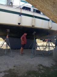 Job done: Inspect the area to ensure all the tools are stored on Ntombi.  The keel got another laywr of antifouling at the same time.  