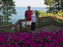 At the house of Tim and Margaret.: Beautiful house on the bluffs overlooking Lake Michigan. Fantastic dinner, checked out the neighbors tree house (actually a deck suspended in the trees), and we were even given the use of a car for the day.