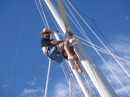 Alan the farmer from Flinders Island up the mast on "Sea Fever"