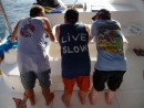 The boys showing off their T Shirts (and bums)!