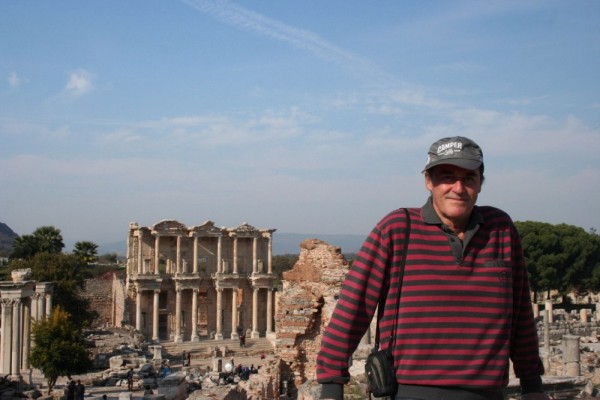 Russ at Ephesus with library behind
