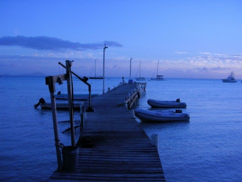 Dock at Anagada, sundowner ashore