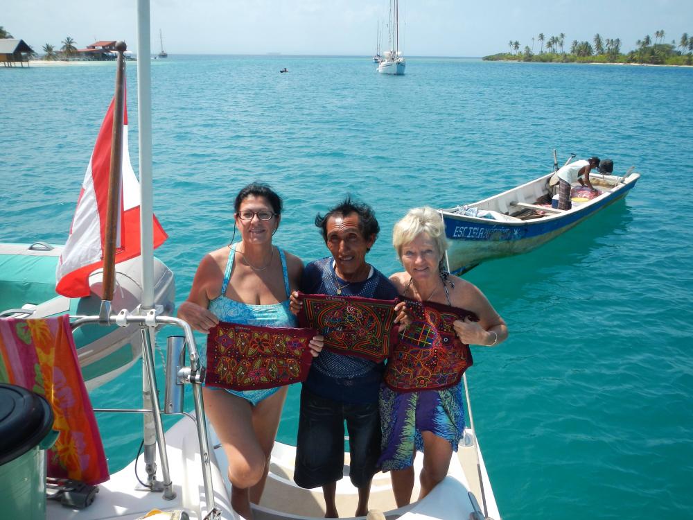 Venancio: Master mola maker Venancio came to our boat and we now are proud owners of his beautiful molas