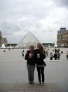 Mum and daughter by the new Louvre pyramids