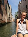 Amy on our tender ride in Venice