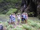 Hiking buddies: At waterfall with hiking buddies